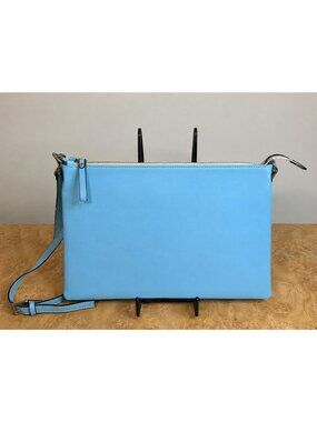 Antonio Cristiano Made in Italy Sky Blue Leather Crossbody Clutch Bag NWT Italy